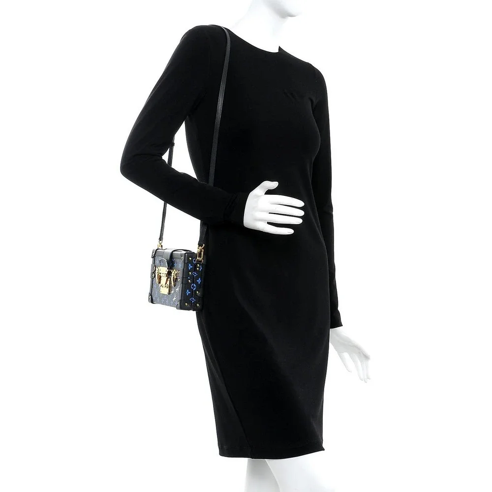 Louis Vuitton Petite Malle Trunk Crossbody shoulder bag Blue/Black Monogram LV